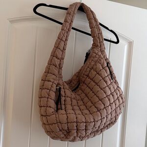 Free People Quilted Tan Shoulder Bag
